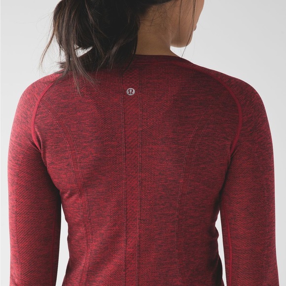 Swiftly Tech Long Sleeve Crew, Black True Red - Picture 2 of 6